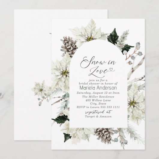 Elegante Waterverf Snow in Love Vrijgezellenfeest Kaart (Voorkant / Achterkant)