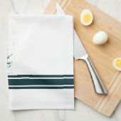 Elegante Waterverf Snowy Spruce Tree Monogrammed Theedoek (Quarter Fold)