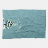 Elegante Waterverf Snowy Spruce Tree Oma Theedoek (Horizontaal)