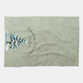 Elegante Waterverf Snowy Spruce Tree Oma Theedoek (Horizontaal)