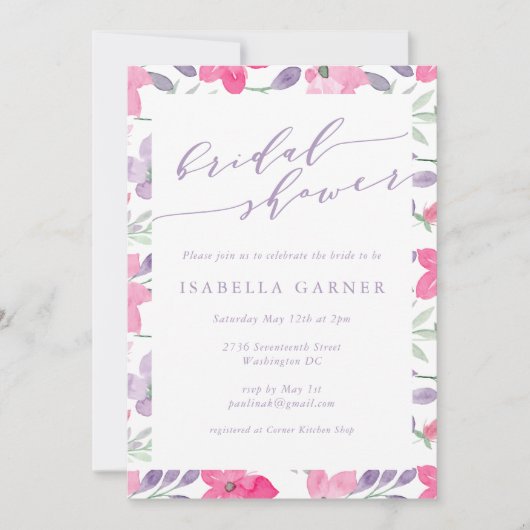 Elegante Waterverf Soft Pastel Roze Vrijgezellenfe Kaart (Voorkant)