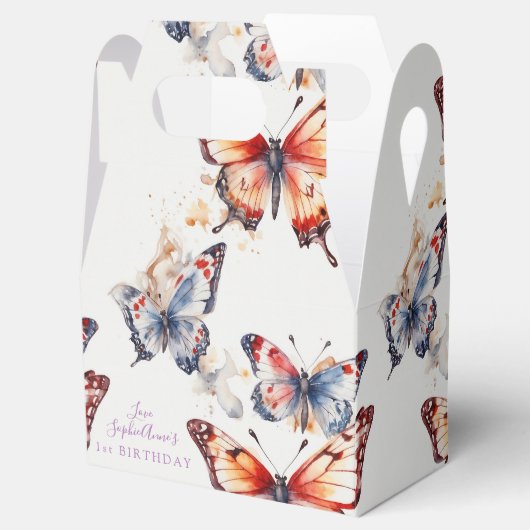 Elegante Waterverf Speelse Vlinders Custom Bedankdoosjes (Geopend)