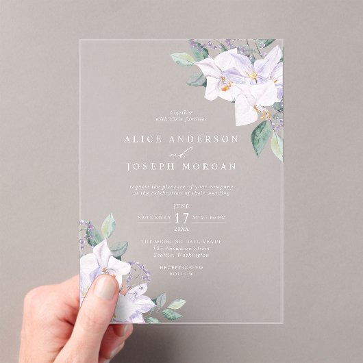 Elegante Waterverf Spring Flowers bruiloft Acryl Uitnodigingen (Insitu (Draagbaar))