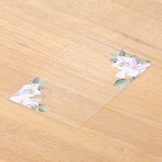 Elegante Waterverf Spring Flowers bruiloft Acryl Uitnodigingen (Laagn)