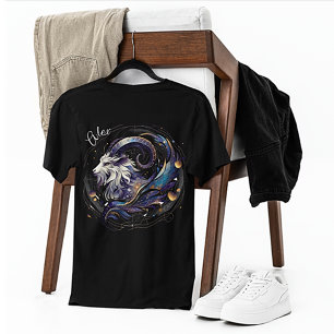 Elegante Waterverf Steenbok Zodiac Custom Black T-shirt