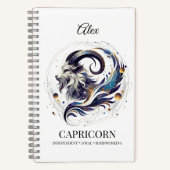 Elegante Waterverf Steenbok Zodiac Custom Journal Notitieboek (Voorkant)