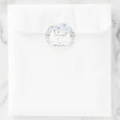 Elegante Waterverf Stofblauwe Rozen Bedankt Ronde Sticker (Tas)