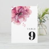 Elegante Waterverf Stoffig Roos Bloemen Tafelnumme Kaart (Staand voorkant)