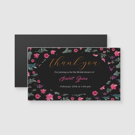 Elegante waterverf stoffig roze bloemenvrijgezelle (Voorkant / Achterkant)