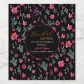 Elegante waterverf stoffig roze bloemenvrijgezelle wijn etiket (Enkel label)