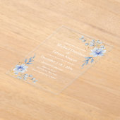 Elegante waterverf stoffige blauwe bloemen bruilof acryl uitnodigingen (Laagn)