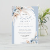 Elegante waterverf stoffige blauwe terracottabloem kaart (Staand voorkant)