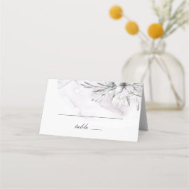 Elegante waterverf stoffige paarse bloemige bruilo plaatskaartje