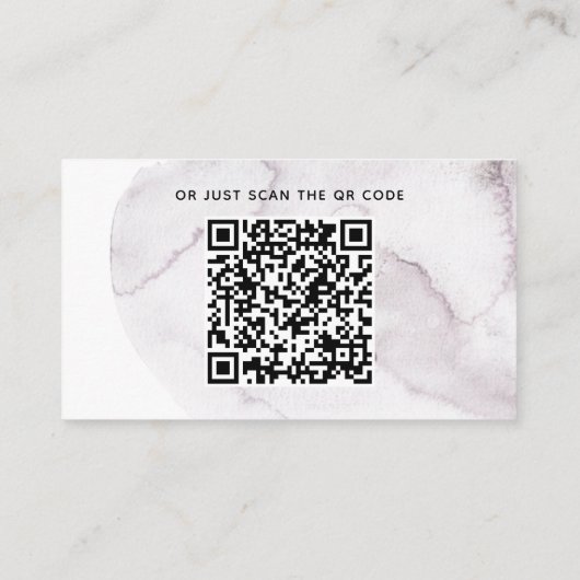 Elegante waterverf stoffige paarse QR bruiloft det Informatiekaartje (Achterkant)