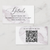 Elegante waterverf stoffige paarse QR bruiloft det Informatiekaartje (Voorkant / Achterkant)