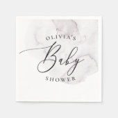 Elegante waterverf stoffige paarse script baby sho servet (Voorkant)