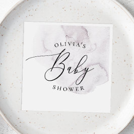 Elegante waterverf stoffige paarse script baby sho servet