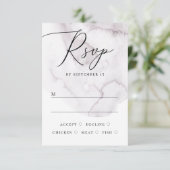 Elegante waterverf stoffige paarse script bruiloft RSVP kaartje (Staand voorkant)