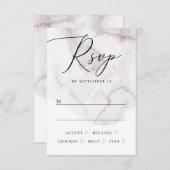Elegante waterverf stoffige paarse script bruiloft RSVP kaartje (Voorkant / Achterkant)