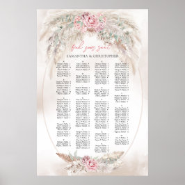 Elegante waterverf stoffige rozen pampas Alfabetis Poster