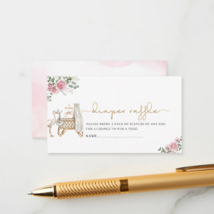 Elegante Waterverf Stork Baby meisje baby shower d Informatiekaartje