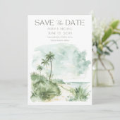 Elegante Waterverf strand bruiloft Save The Date (Staand voorkant)