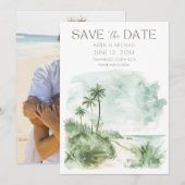 Elegante Waterverf strand bruiloft Save The Date (Voorkant / Achterkant)