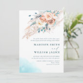 Elegante Waterverf strand bruiloft uitnodiging (Staand voorkant)