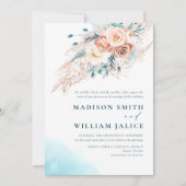 Elegante Waterverf strand bruiloft uitnodiging (Voorkant)