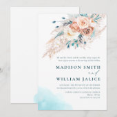 Elegante Waterverf strand bruiloft uitnodiging (Voorkant / Achterkant)