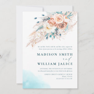 Elegante Waterverf strand bruiloft uitnodiging