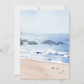 Elegante waterverf strand picknick blauwe bruidsdo bedankkaart (Achterkant)