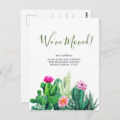 Elegante Waterverf Succulent Bewegende Aankondigin Briefkaart (Voorkant / Achterkant)