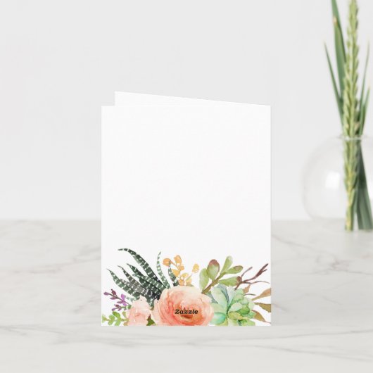 Elegante Waterverf Succulent Bruiloft Dank u Bedankkaart (Achterkant)