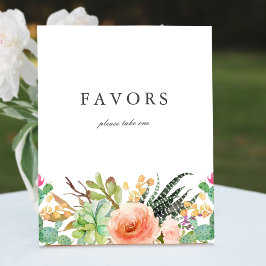 Elegante Waterverf Succulent Bruiloft Gunsten Teke Poster