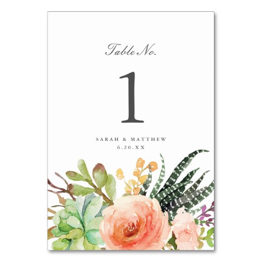 Elegante Waterverf Succulent | Bruiloft Kaart (Achterkant)