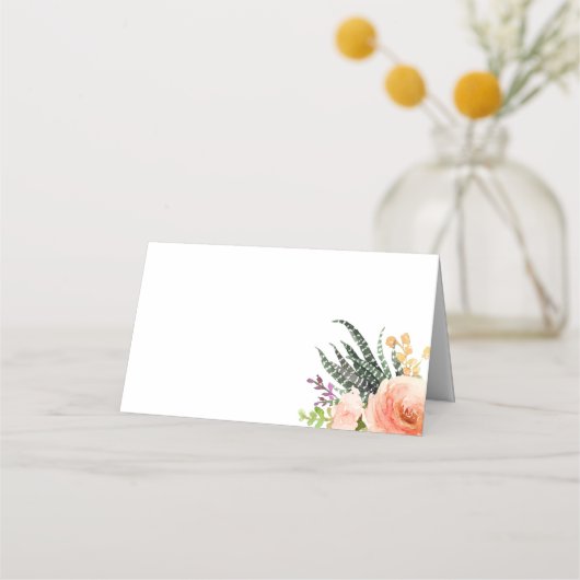 Elegante Waterverf Succulent Bruiloft Plaatskaartje (Achterkant)