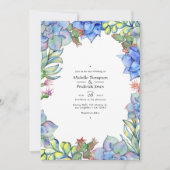 Elegante Waterverf Succulent en Floral Wedding Kaart (Voorkant)