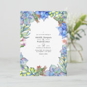 Elegante Waterverf Succulent en Floral Wedding Kaart (Staand voorkant)