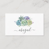Elegante Waterverf Succulent Floral Professional Visitekaartje (Voorkant)
