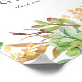 Elegante Waterverf Succulent Huwelijkscadeaus Teke Poster (Hoek)