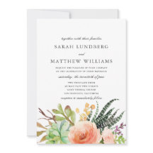 Elegante Waterverf Succulent | Huwelijksuitnodigin