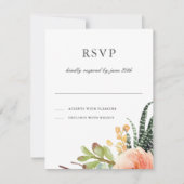 Elegante Waterverf Succulent RSVP | Trouwantwoord (Voorkant)