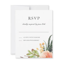 Elegante Waterverf Succulent RSVP | Trouwantwoord