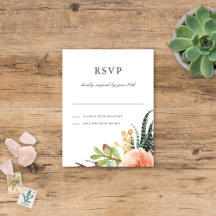 Elegante Waterverf Succulent RSVP | Trouwantwoord