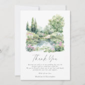 Elegante Waterverf Summer Garden Landscape Wedding Bedankkaart (Voorkant)