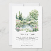Elegante Waterverf Summer Garden Landscape Wedding Bedankkaart (Voorkant)