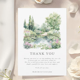 Elegante Waterverf Summer Garden Landscape Wedding Bedankkaart