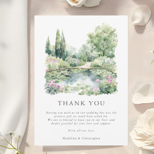 Elegante Waterverf Summer Garden Landscape Wedding Bedankkaart