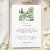 Elegante Waterverf Summer Garden Landscape Wedding Informatiekaartje